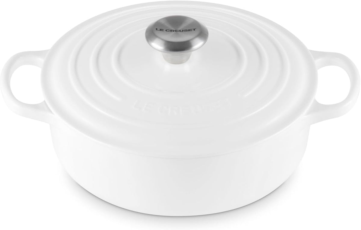Le Creuset Enameled Cast Iron Signature Round Wide Dutch Oven, 3.5 qt., White