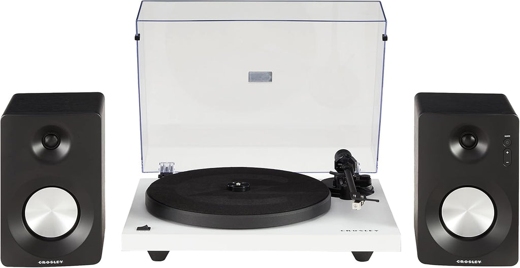 Crosley KT6101-WH Belt-Drive Bluetooth Turntable with Built-in Preamp and Included Speakers, White