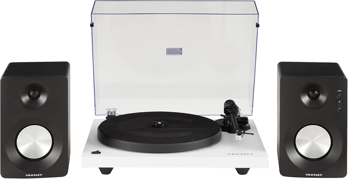 Crosley KT6101-WH Belt-Drive Bluetooth Turntable with Built-in Preamp and Included Speakers, White