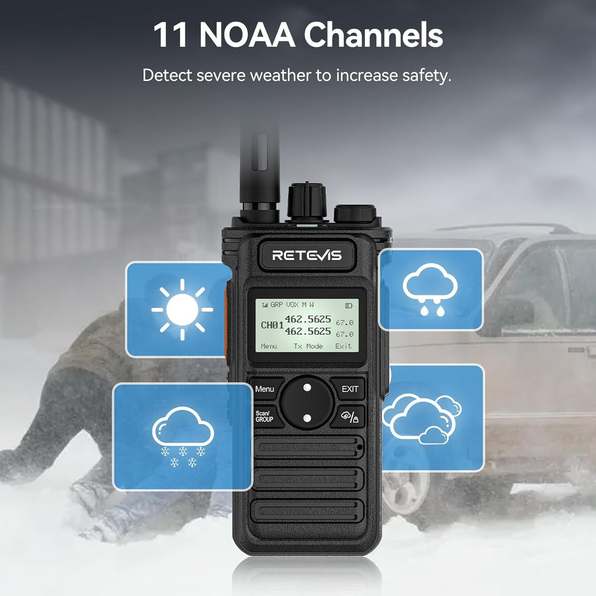Retevis RT86S (2nd Gen RT86) Walkie Talkie Long Range,Professional 2 Way Radio with Mic,Heavy Duty,Group Call,NOAA,LCD Screen,Type-C,Two Way Radios for Adults Logistics Construction Industrial(4 Pack)