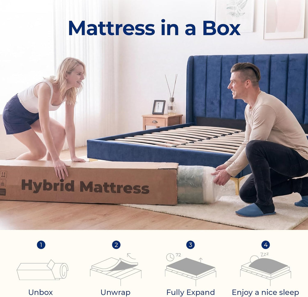 Neo Sleep Full Size Mattress, 8 Inch Hybrid Comfort & Supportive Mattress in a Box, Cooling Gel Memory Foam and Spring with Pressure Relief, CertiPUR-US Certified