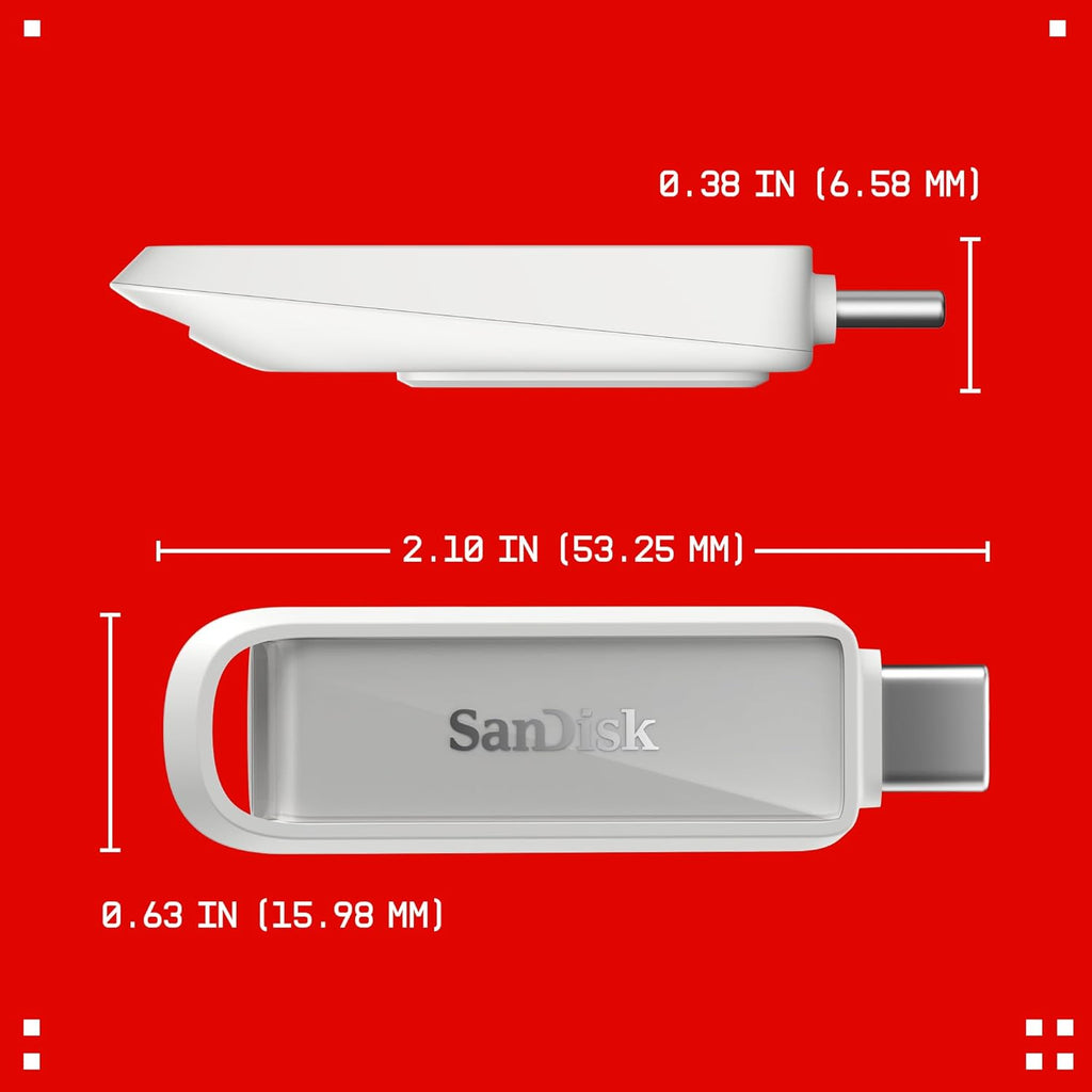 SANDISK 1TB Phone Drive with USB Type-C - for Smartphones, Tablets, and Computers - Up to 150MB/s, USB 3.2 Gen 1 - Arctic White - SDIXS0N-1T00-GN6NE