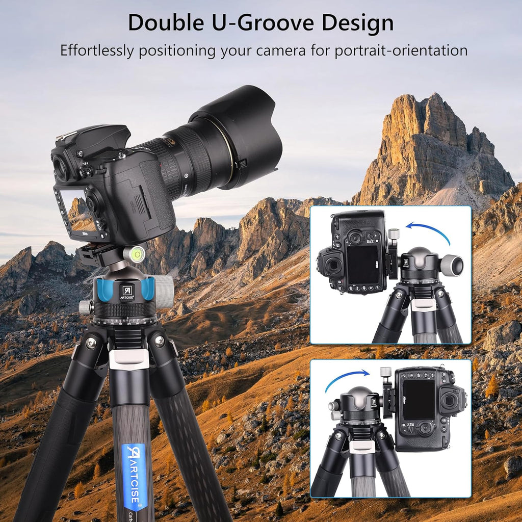 55mm Low Profile Ball Head Tripod Ball Head ARTCISE KB55 Heavy Duty Tripod Head All Metal CNC Machining with Three 1/4" Quick Release Plates for Tripod, Monopod, DSLR, Camcorder, Max Load 88lbs /40kg