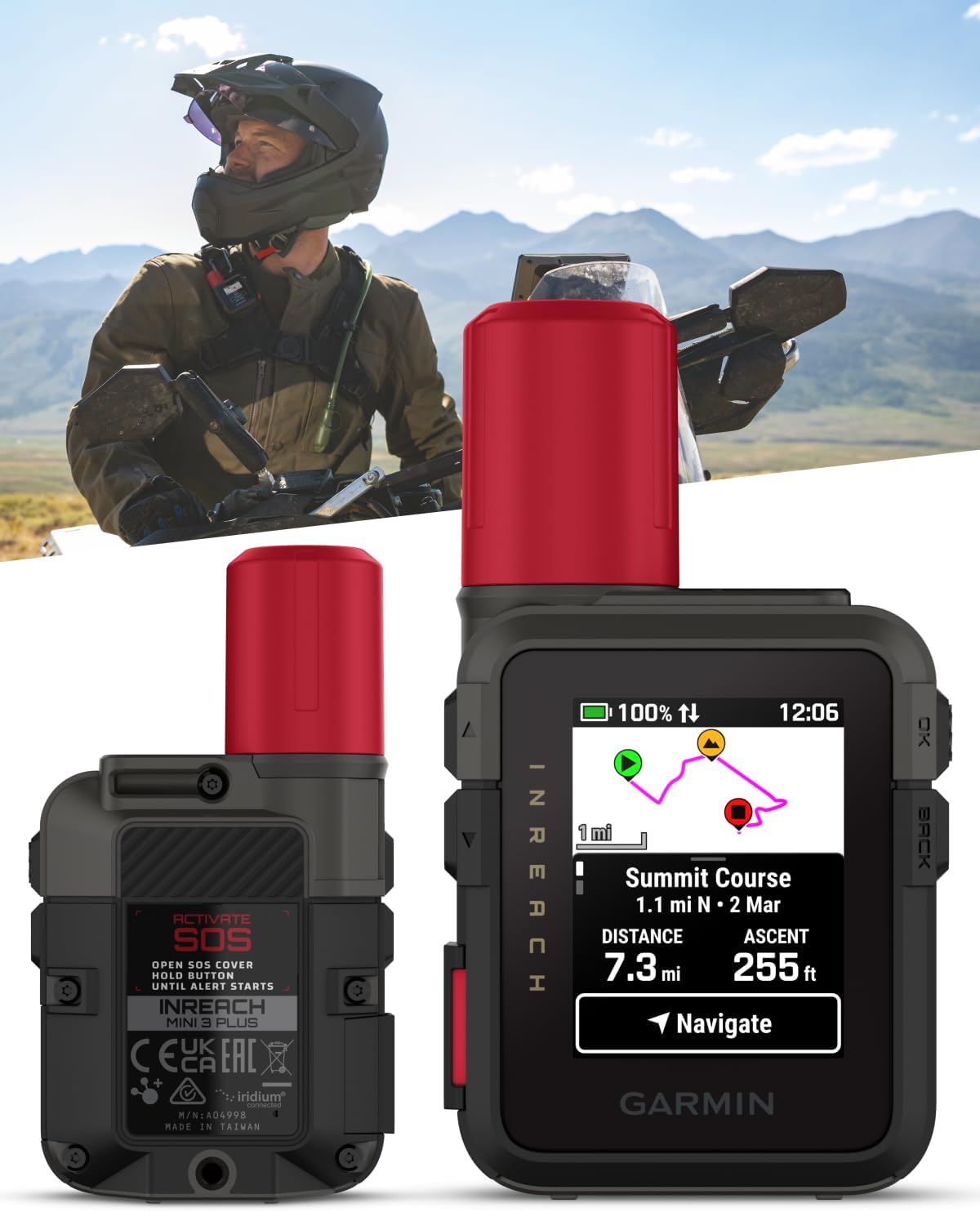 Garmin inReach Mini 3 Plus Rugged Global Satellite Communicator, Touchscreen Texting, Photo & Voice Messaging, Emergency SOS Messages & Battery Up to 350 Hours w/ Wearable4U Power Car/Wall Bundle