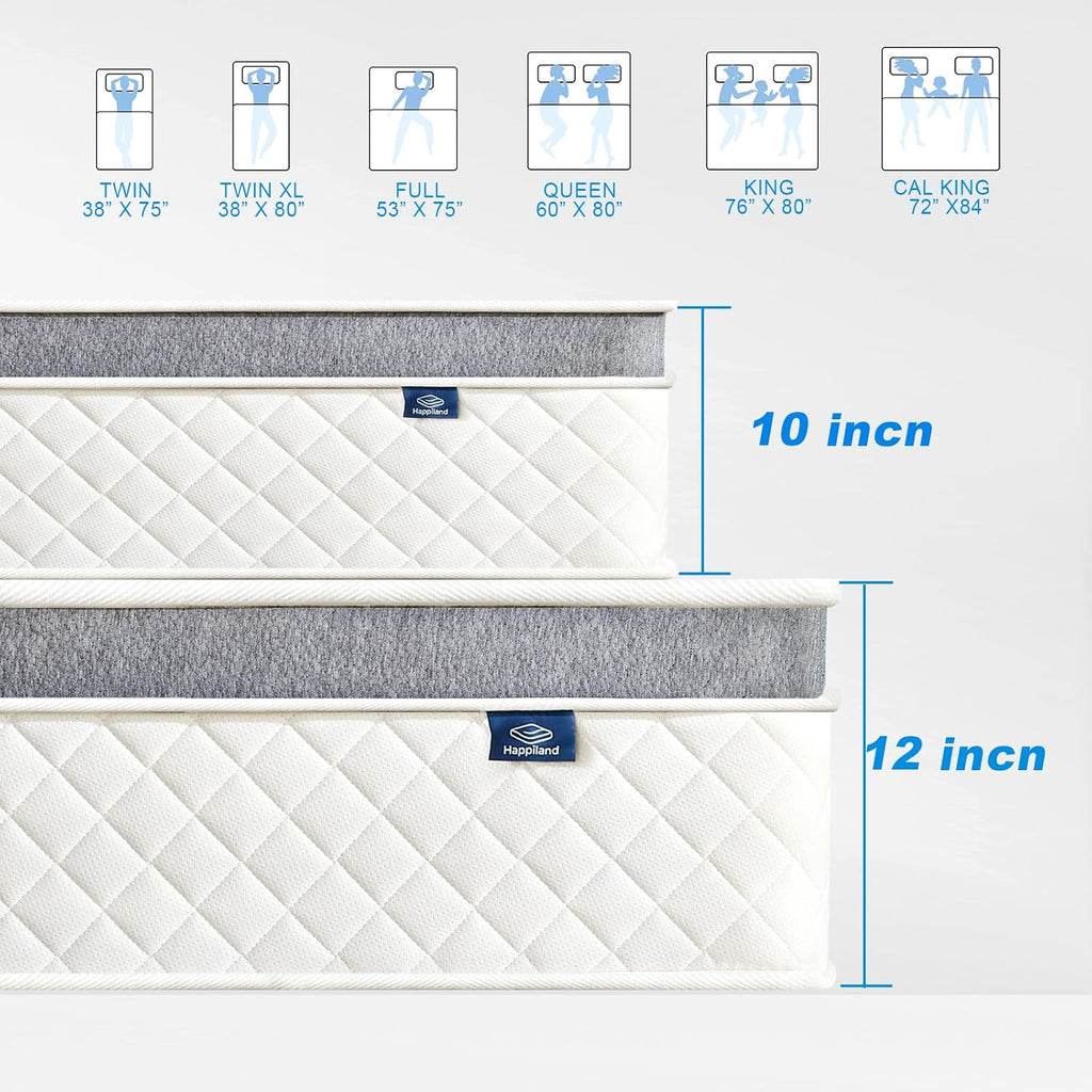 Happiland Full Mattress, 10 Inch Memory Foam Hybrid Mattress in a Box, with Upgrade Individually Pocket Springs, Pressure Relief, Breathable Comfort and Durable, CertiPUR-US, Medium Firm