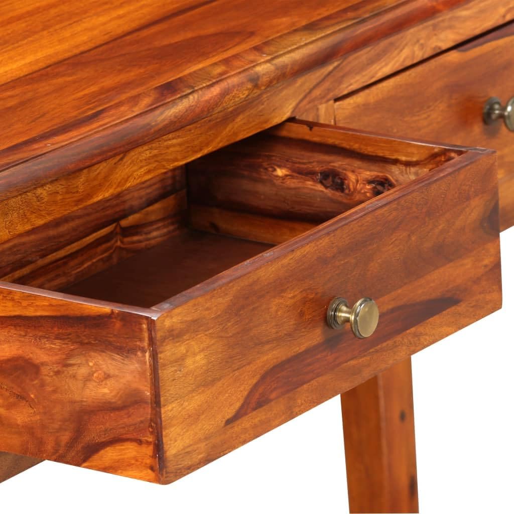 Solid Sheesham Wood Console Table 35.4 inch Entryway Sofa Table with 2 Drawers, Handcrafted Rosewood Hallway Accent Furniture for Living Room Decor
