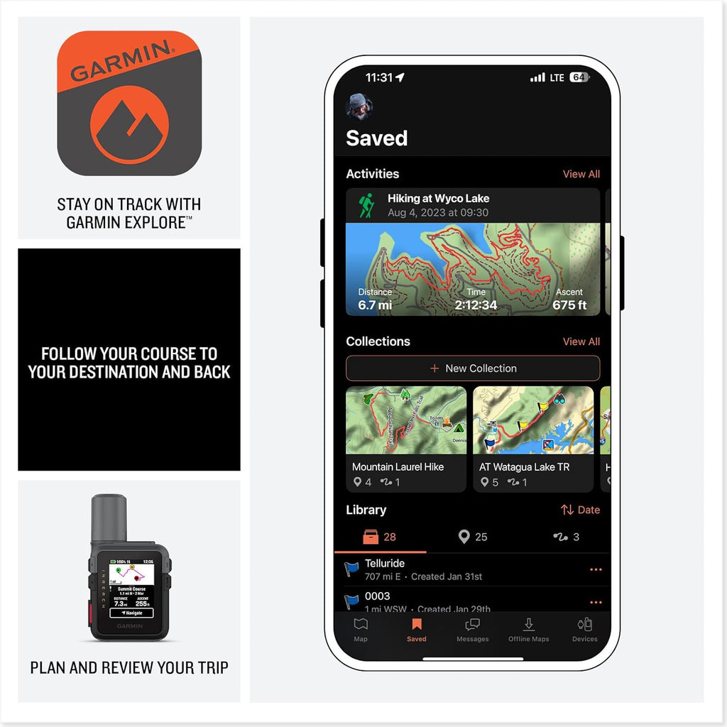 Garmin inReach® Mini 3, Rugged Compact Global Satellite Communicator with Color Touchscreen, Two-Way Texting, Emergency SOS Messaging & Long Battery Life Up to 350 Hours with 10-min inReach® Tracking