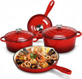 LIFERUN Nonstick Enameled Cast Iron Cookware Set, 7Pcs Pots and Pans Set, Gas/Induction Dutch Oven Set, PFOA & PFAS Free