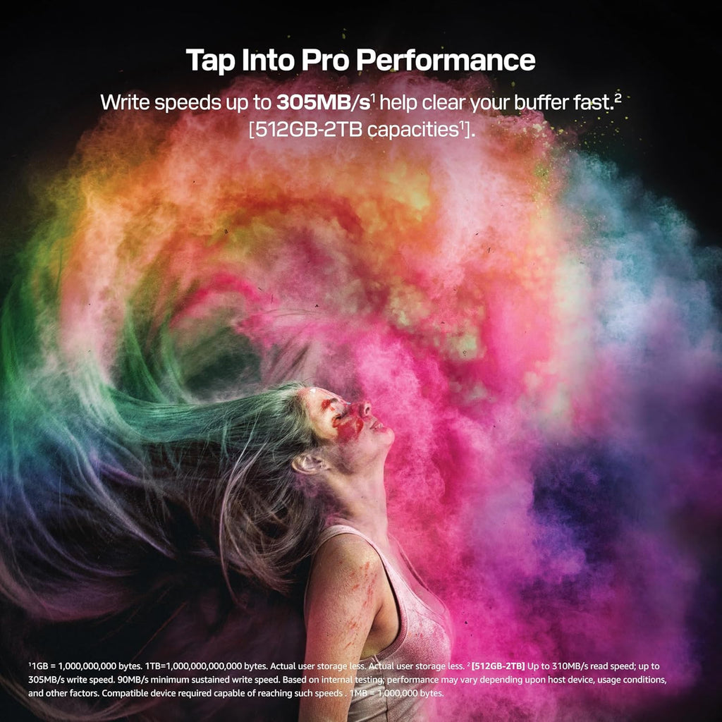 SANDISK 512GB Extreme PRO SD UHS-II V90 Memory Card - Up to 310MB/s Read speeds, up to 305MB/s Write speeds, 8K, IP68 Water and dust Resistant - SDSDXDE-512G-GN4IN
