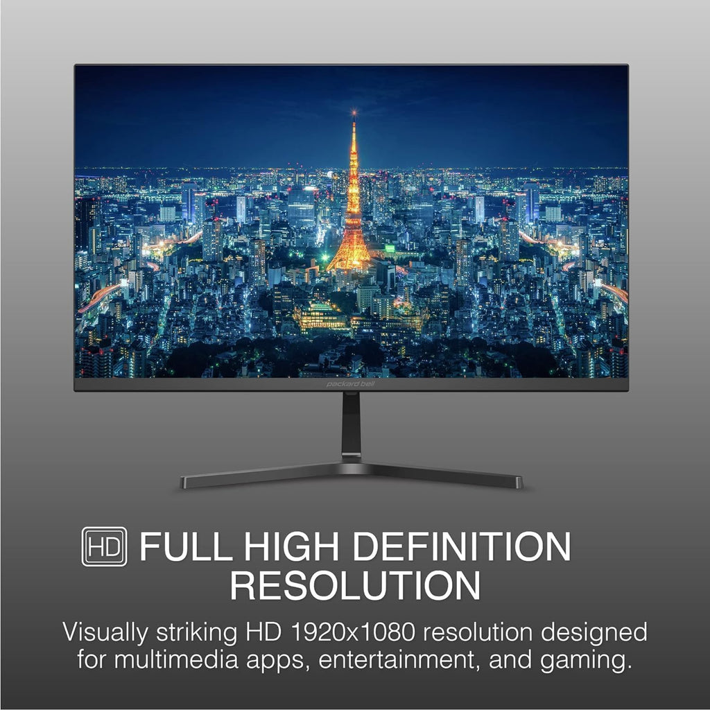 Packard Bell airFrame 21" FHD Monitors + Wireless Keyboard & Mouse, VESA Mount Compatible, HDMI/VGA, Tilt, Slim Bezel, for Home, Office, Light Gaming – 2 Pack