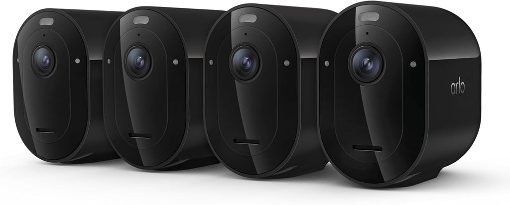 Arlo Pro Security Camera 2K HDR (6th Gen, 2025 Release) - Wireless Outdoor Camera, Rechargeable Removeable Battery, Event Captions, Emergency Response, 1-Month Trial of Secure Plan, 4 Cam, Black