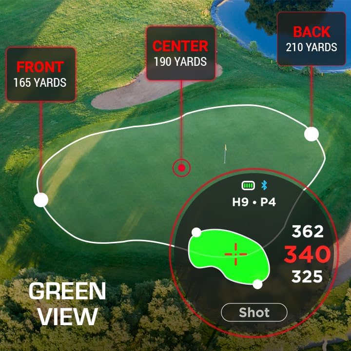 Watch+ Golf GPS Watch LCD Touchscreen, Embedded GPS, 42,000+ Courses, Dynamic Pin Positioning, Performance Tracking Gir Fairways Putts, FCB Hazard Distances, Shot Tracker, Green View, IPX7 Waterproof