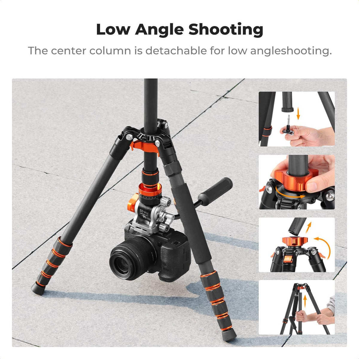 K&F CONCEPT Tripod for Camera .68'' Carbon Fiber Tripod with Fluid Head Max Load 11lb, Lightweight DSLR Camera Tripods & Monopods for Canon Sony Nikon.