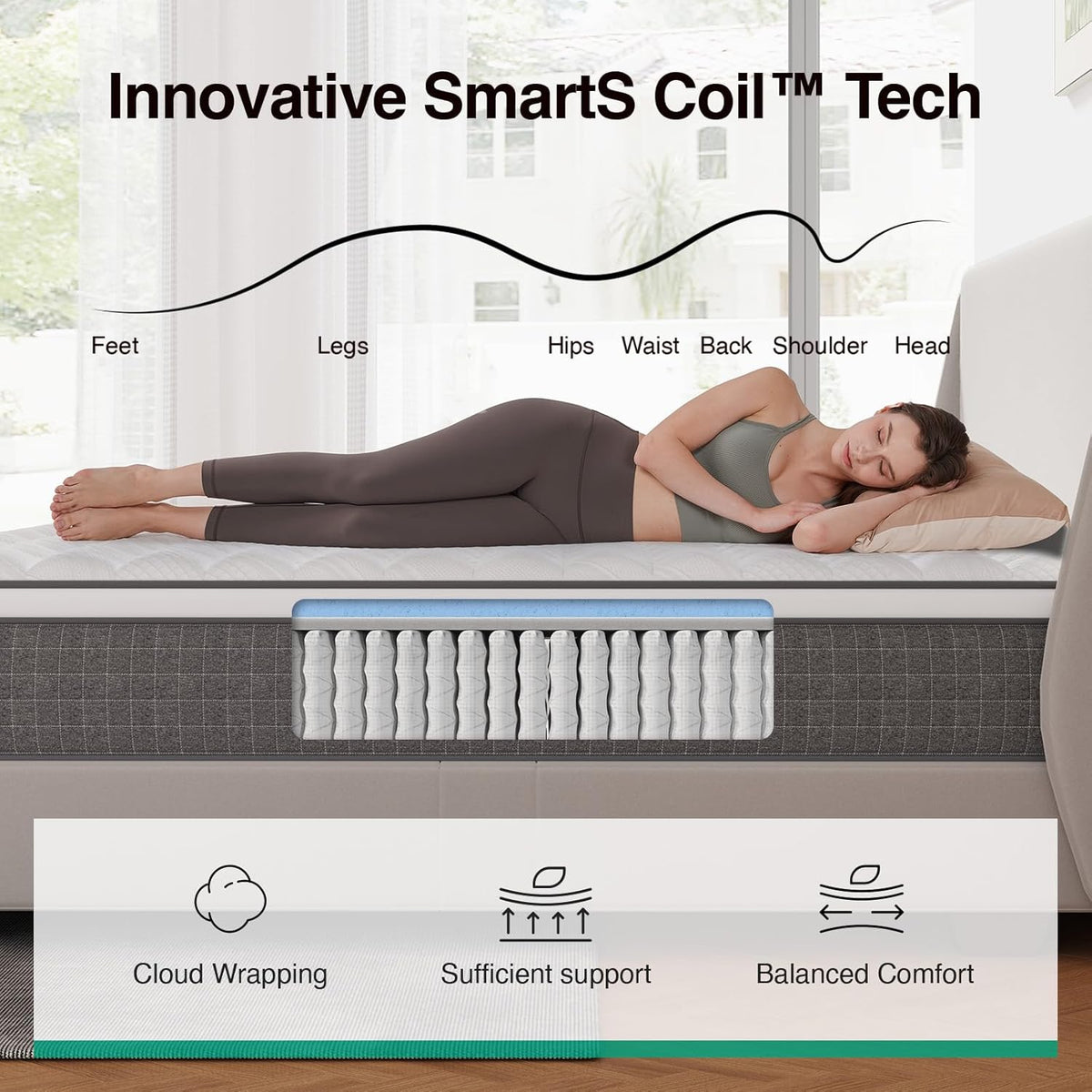 Novilla 12 Inch Queen Mattress,Queen Size Hybrid Mattress with Cooling Gel Memory Foam, Pocketed Coils & Cool-Touch Nylon Cover for Motion Isolation & Edge Support CertiPUR-US Certified