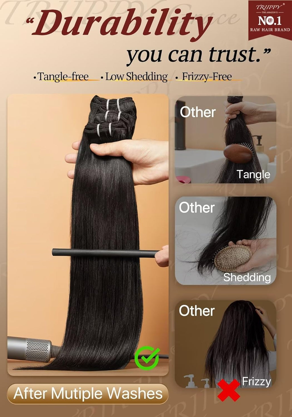 TRIIPPY Straight Bundles Human Hair,100% SoftMAX Raw Cambodian Hair Sew In Weave SoftMAX 3 Bundles,Triple The Lifespan Over Regular Virgin Hair Bundle,No.1 Raw Hair Brand On Amazon(16 18 20 Inches)