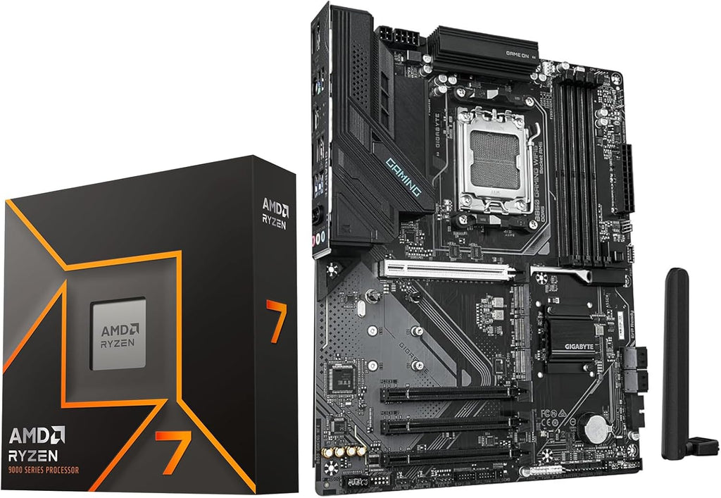 MICRO CENTER AMD Ryzen 7 9700X CPU Processor with GIGABYTE B850 Gaming WIFI6 Motherboard (ATX, DDR5, 3X M.2, PCIe 5.0, USB-C, WIFI6)