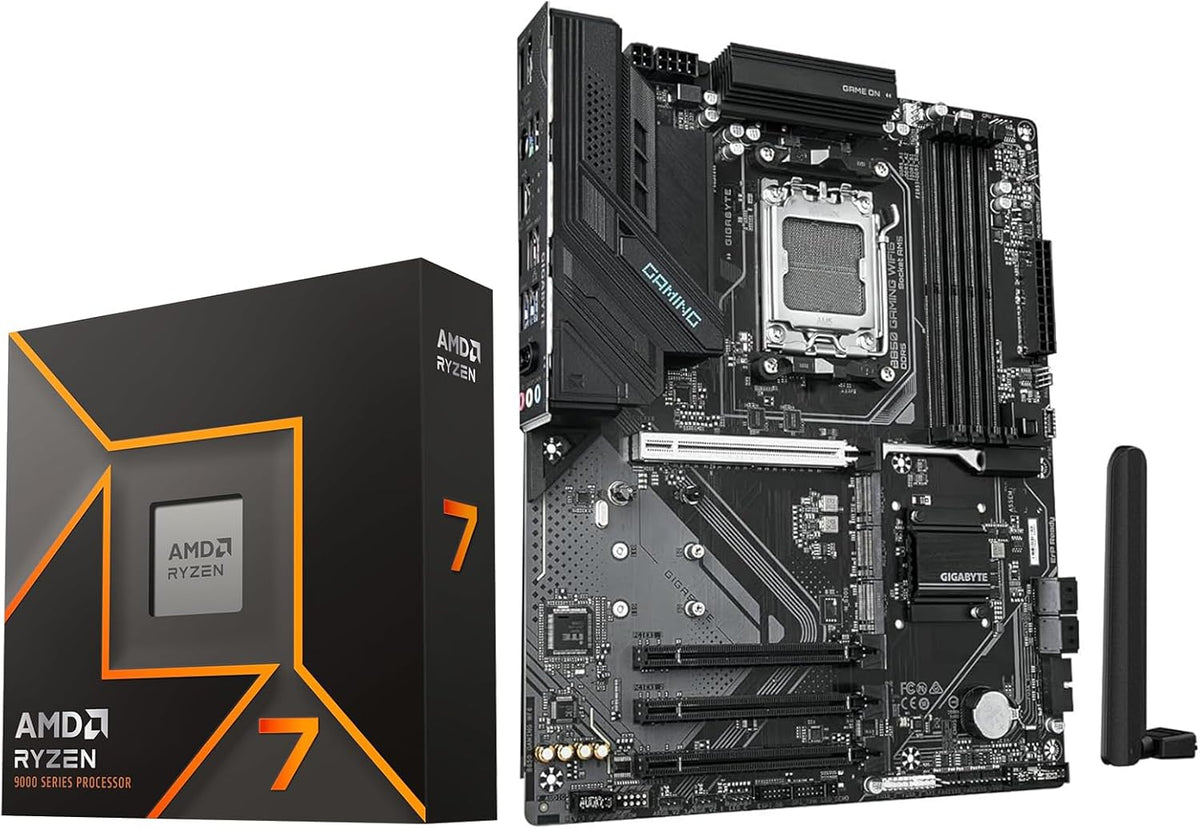 MICRO CENTER AMD Ryzen 7 9700X CPU Processor with GIGABYTE B850 Gaming WIFI6 Motherboard (ATX, DDR5, 3X M.2, PCIe 5.0, USB-C, WIFI6)