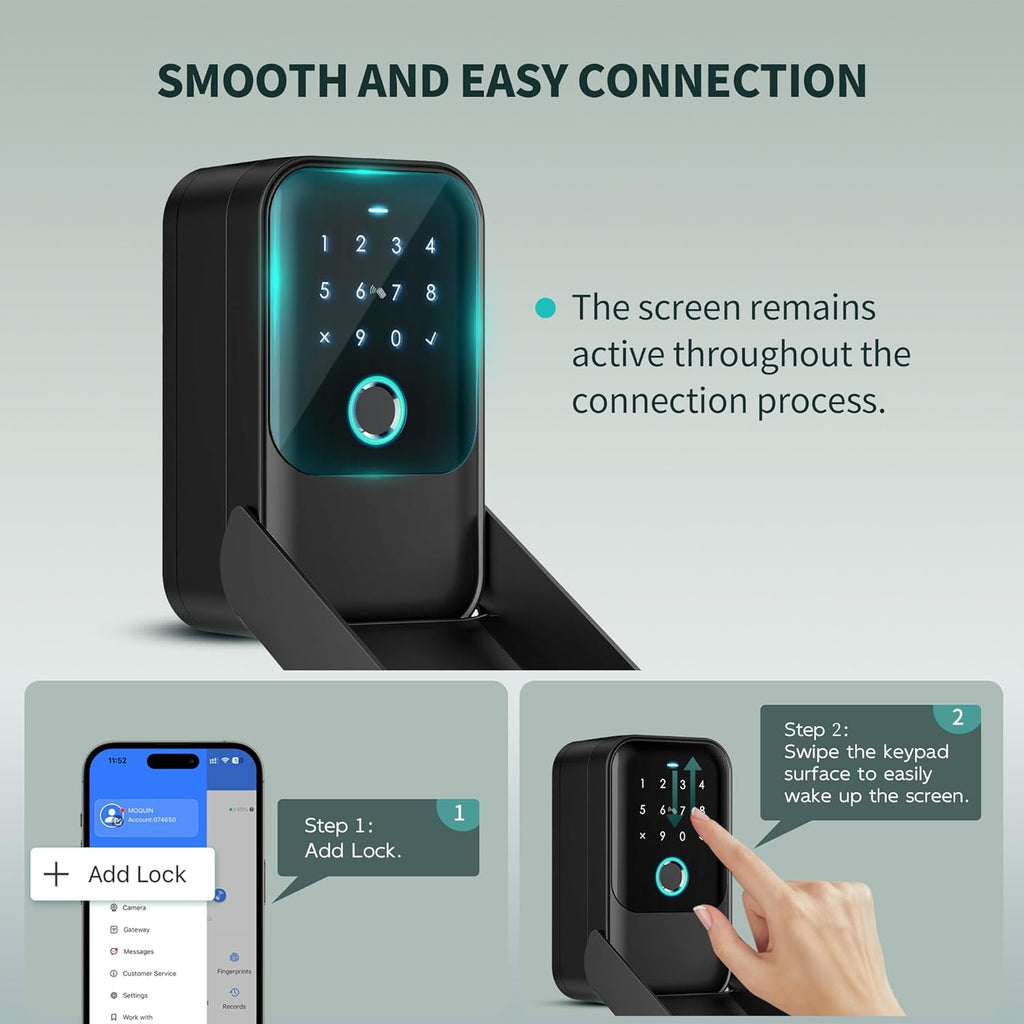 Moquin Smart Key Lock Box, TTLock APP Control, Fingerprint, Manual Keys, Access Card, EKey and Passcode Unlock, Electronic Bluetooth Wireless Lock Box for Airbnb Realtor House Office