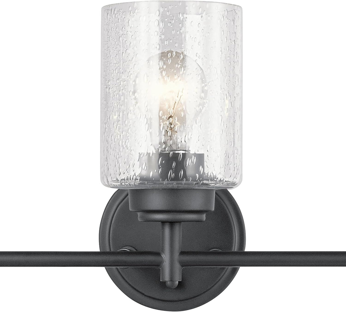 Kichler Winslow 21.5" 3-Light Bathroom Vanity Light Fixture with Clear Seeded Glass in Black, Modern Wall Mount Lighting for Mirror over Vanity in Bathroom, 45886BK