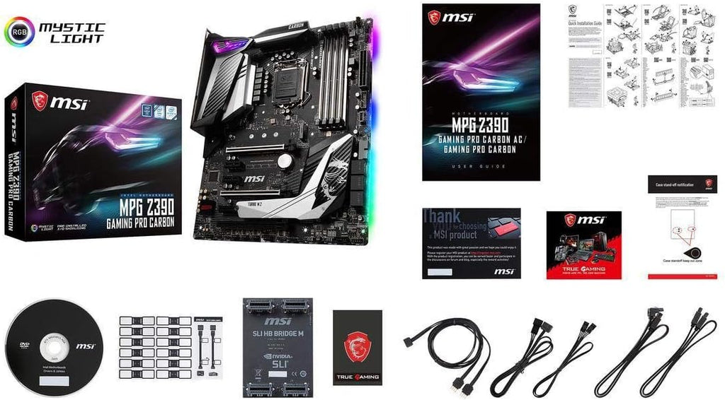 MSI MPG Z390 Gaming PRO Carbon LGA1151 (Intel 8th and 9th Gen) M.2 USB 3.1 Gen 2 DDR4 HDMI DP SLI CFX ATX Z390 Gaming Motherboard