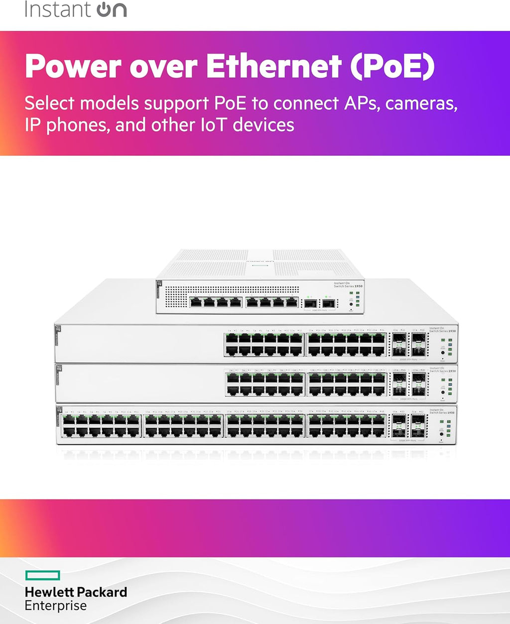 HPE Networking Instant On Switch Series 1930 24-Port Gb Smart-Managed Layer 2+ Ethernet Switch with PoE | 24x 1G | 4X SFP+ | 24x CL4 PoE 370W | US Cord (JL684B#ABA)