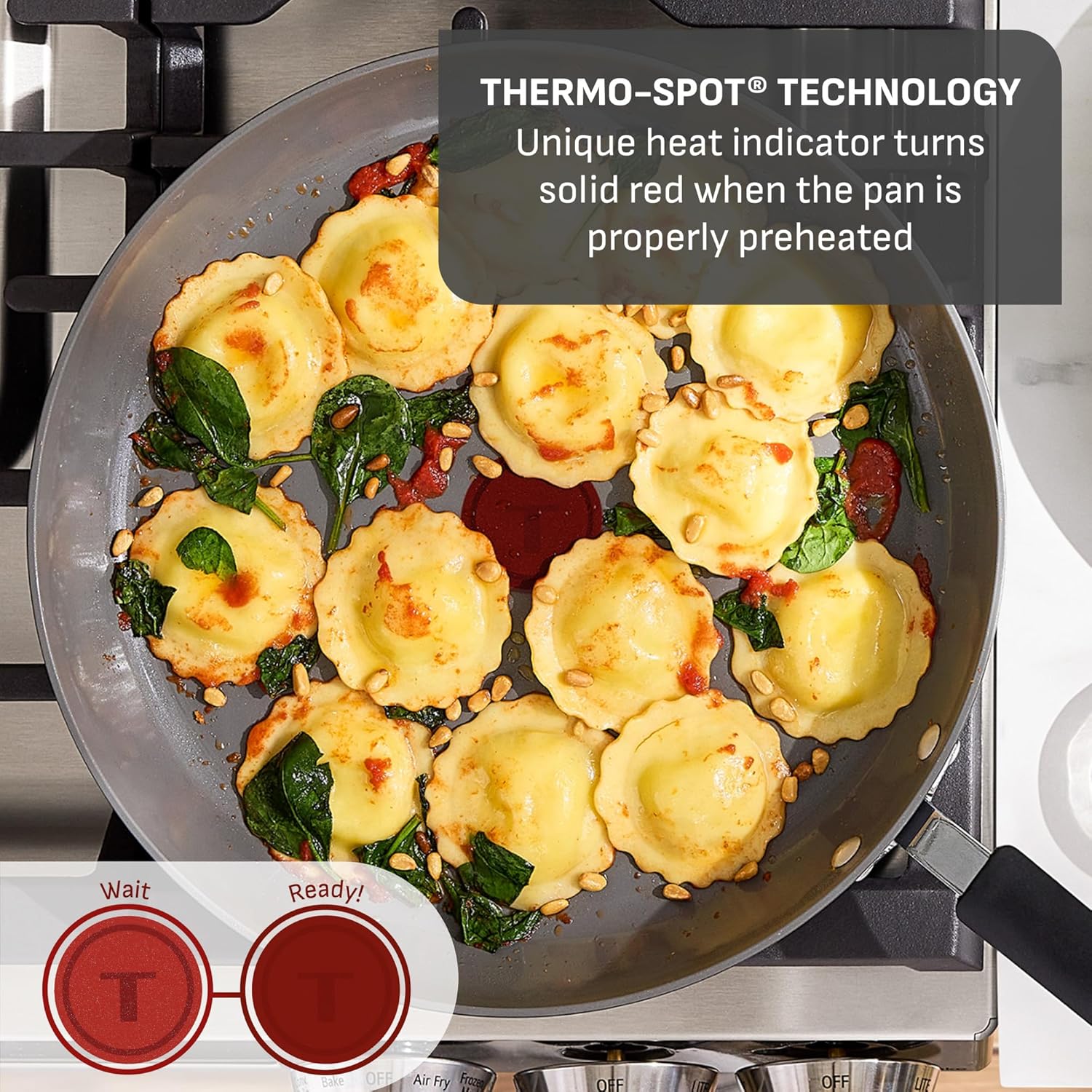 T-Fal Ultimate Hard Anodized 12-Piece Ceramic Nonstick Cookware Set, Oven Safe Up to 400°F, Ceramic Pots and Pans Set, Frying Pans, Saucepan, Stockpot, Cooking Utensils, Stone