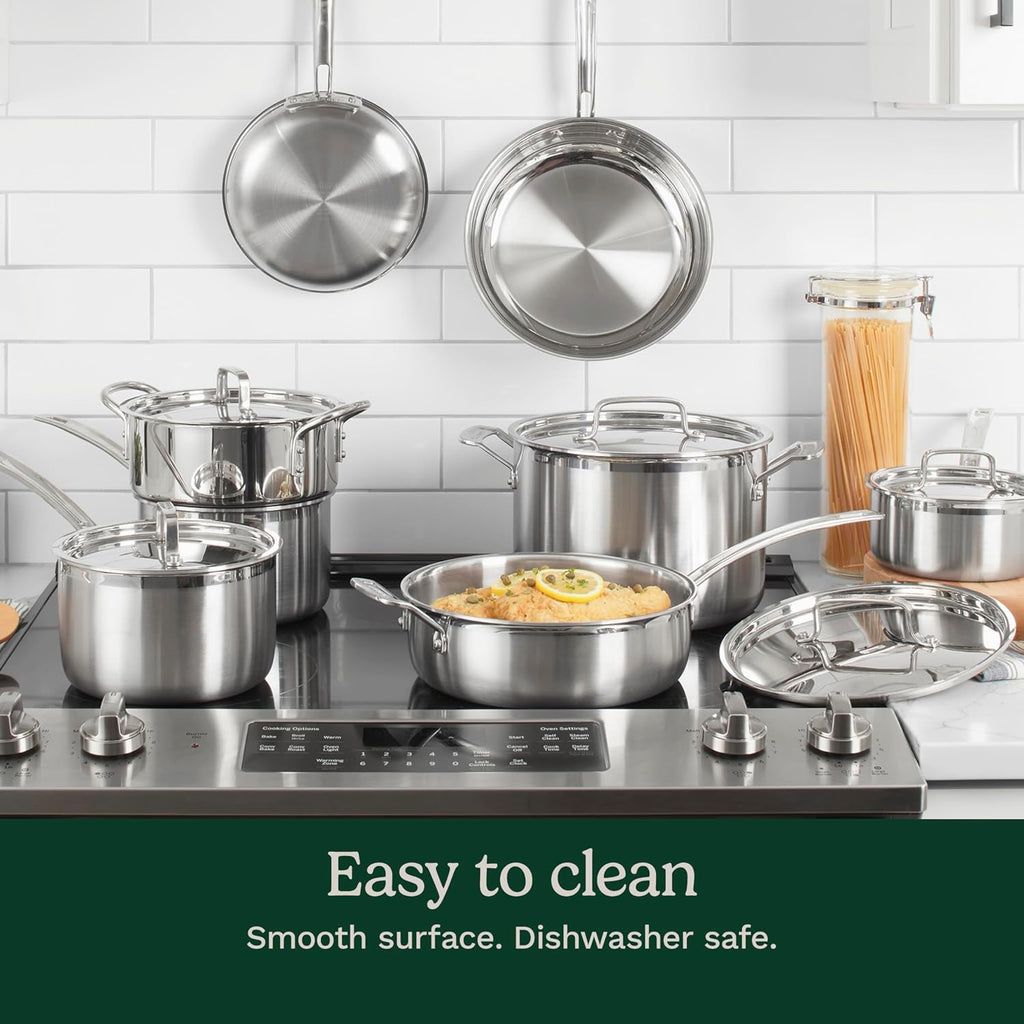 Cuisinart 12-Piece MultiClad Pro Triple Ply Stainless Stainless Steel Pots and Pans Set, Cookware Set Compatible with Induction, Electric, Gas Cooktops, Cool Grip Handles, Oven Safe to 500°F, Silver