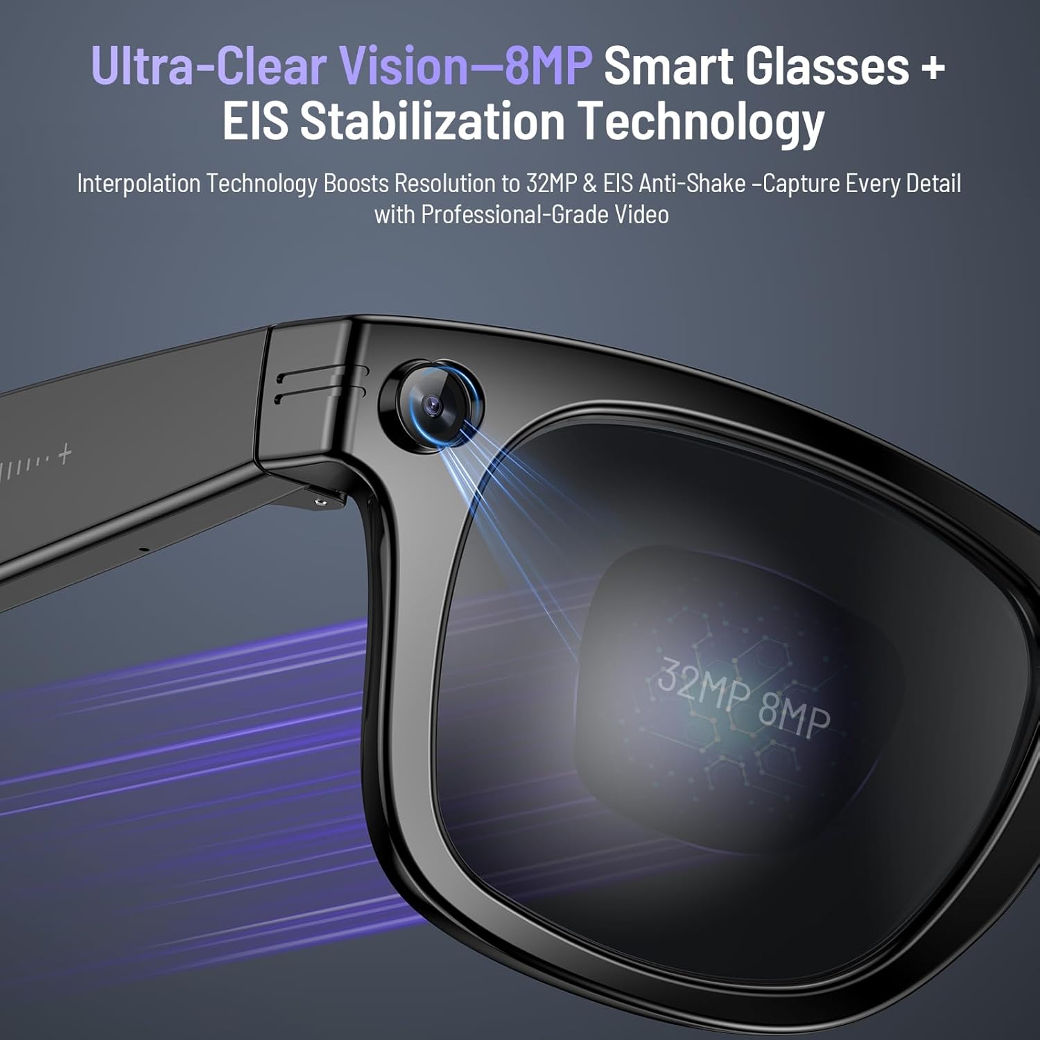 AI Smart Glasses with Camera and Bluetooth, 8MP 4K Camera Glasses with Translation & Voice Control, Video, Audio Recording, IP67 Waterproof Smart Glasses for Business & Outdoor(Photochromic)