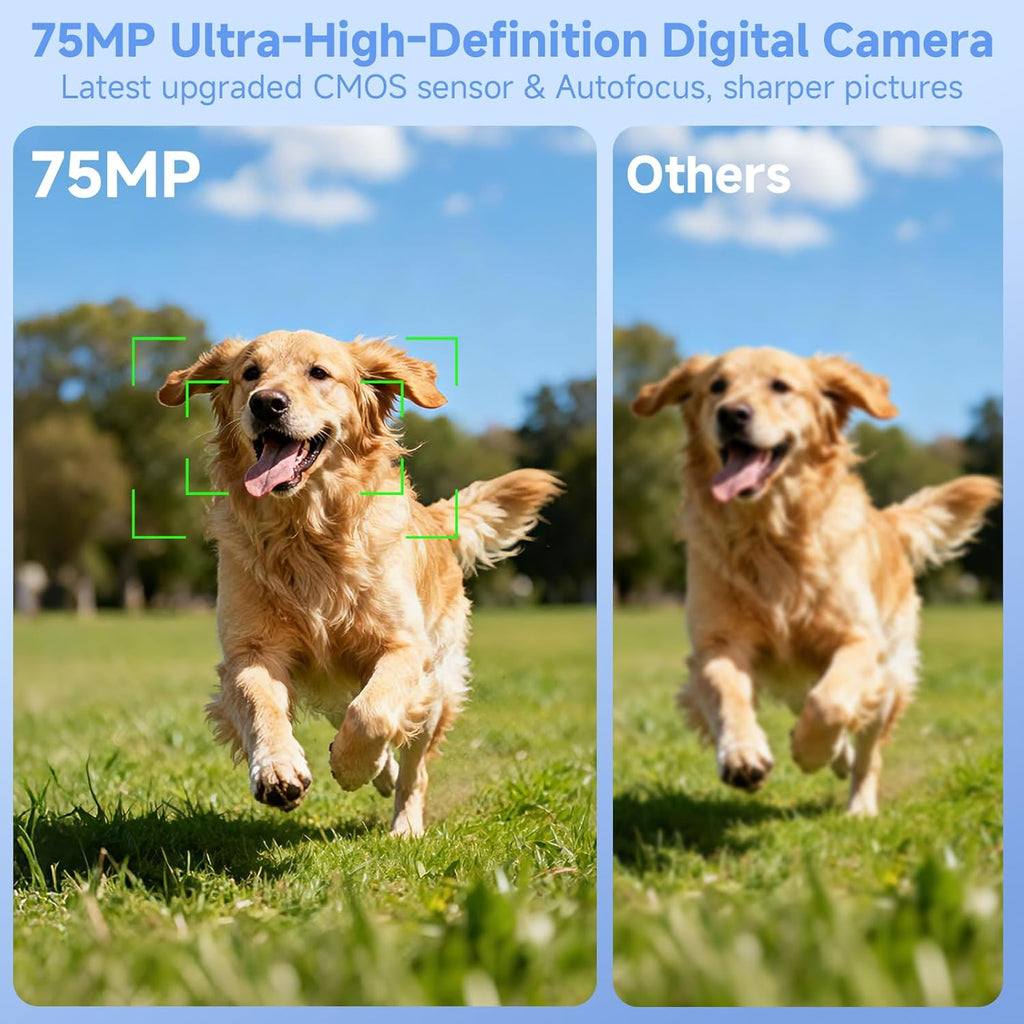 Digital Camera,UHD 75MP 5K Digital Cameras for Photography with WiFi,64GB SD Card Vlogging Travel Camera for YouTube,Featuring 3" 180°Flip Screen,Suitable for Beginners and Teens,Black