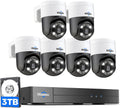 300°Pan 90°Tilt+Human Tracking Hiseeu 4K PoE PTZ Camera System,NVR Security Camera System w/6Pcs 5MP Wired Security Camera Outdoor&Indoor,2-Way Audio,Waterproof,7/24 Record for Home Surveillance