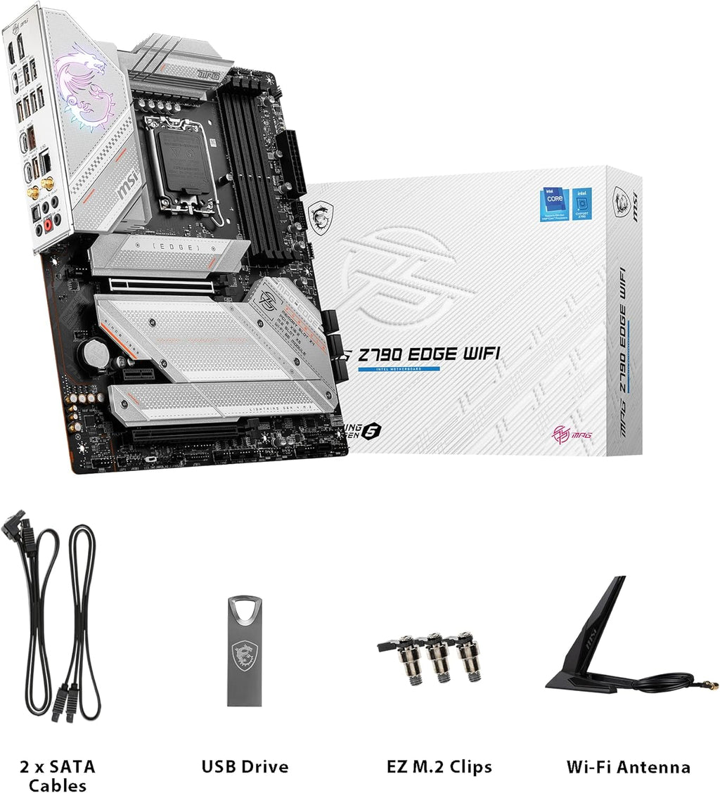 MSI MPG Z790 Edge WiFi Gaming Motherboard (Supports 12th/13th Gen Intel Processors, LGA 1700, DDR5, PCIe 5.0, M.2, 2.5Gbps LAN, USB 3.2 Gen2, Wi-Fi 6E, ATX) (Renewed)