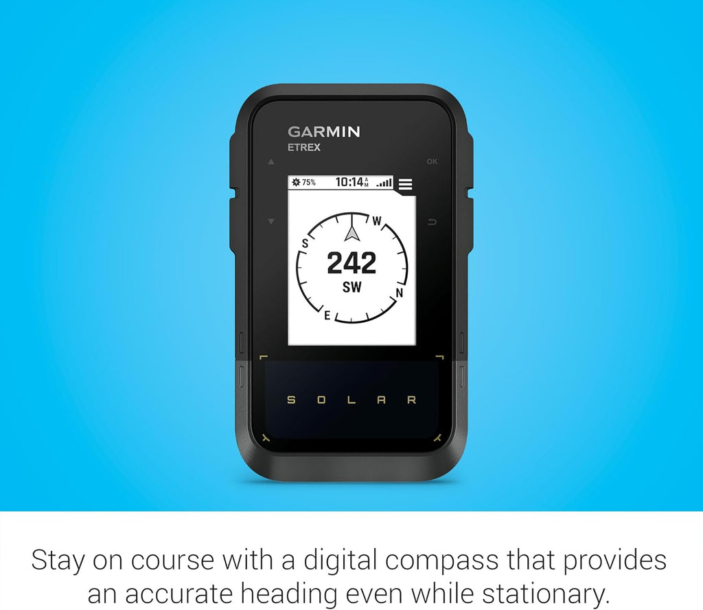 Garmin eTrex® Solar, GPS Handheld Navigator, Unlimited Battery Life, Water Resistant