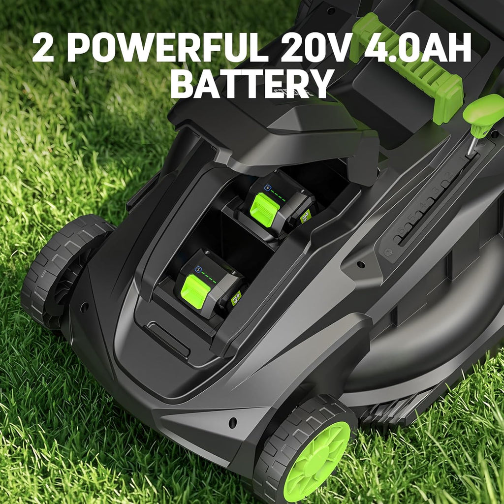 STEELITE 40V(2×20V) 17-Inch Cordless Lawn Mower Combo, Brushless Electric Mower, 12-Inch Weed Wacker & 500CFM Leaf Blower, with 4 Batteries and 3 Chargers - Shipped in 2 packages, delivery separately.