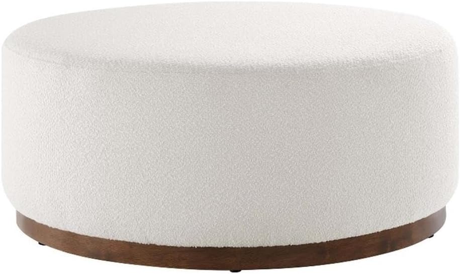 Modway Large 38" Round Boucle Upholstered Upholstered Ottoman