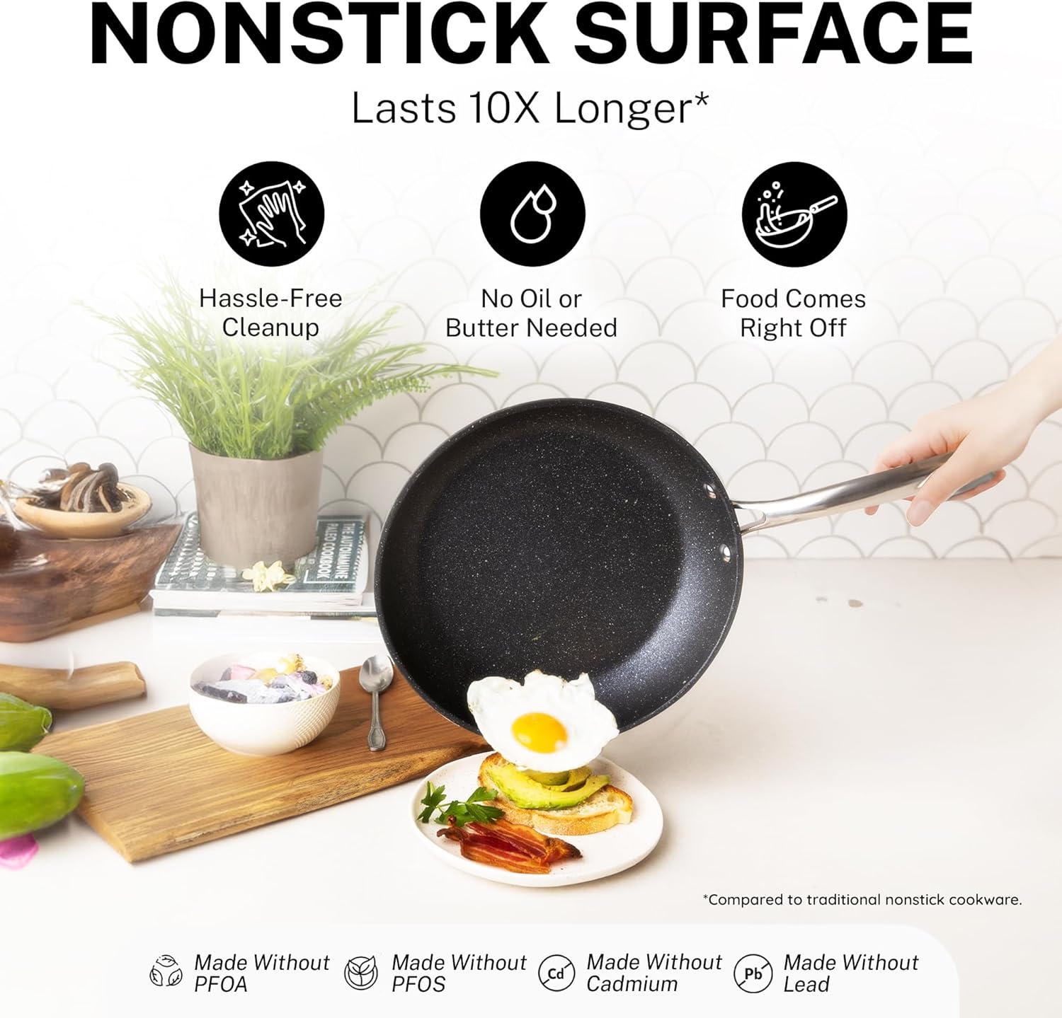 Granitestone 20 Pc Pots and Pans Set Nonstick Kitchen Cookware Set with Frying Pan, Bakeware & Steamer, Diamond Infused, Non Toxic PFOA PFOS Free, Metal Utensil Safe, Oven & Dishwasher Safe, Black