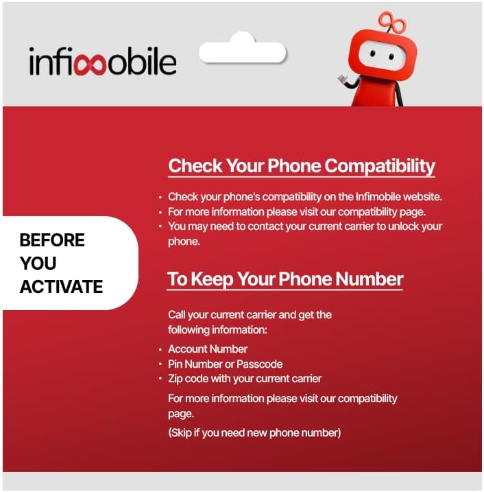 $18.6/Month | Infimobile Prepaid Unlimited Plan: 6 Months | 20GB High-Speed Data Per Month | Unlimited Data Talk & Text | Prepaid Plan Service SIM Card | Nationwide Coverage | 4G, 5G Network
