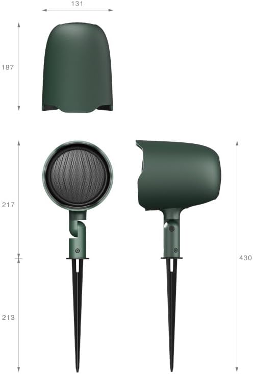 JBL Professional GSF3GN Waterproof, Ground-Stake Outdoor Landscape, Garden Speaker, 3" Coax, Green, 1 Pair of Speakers