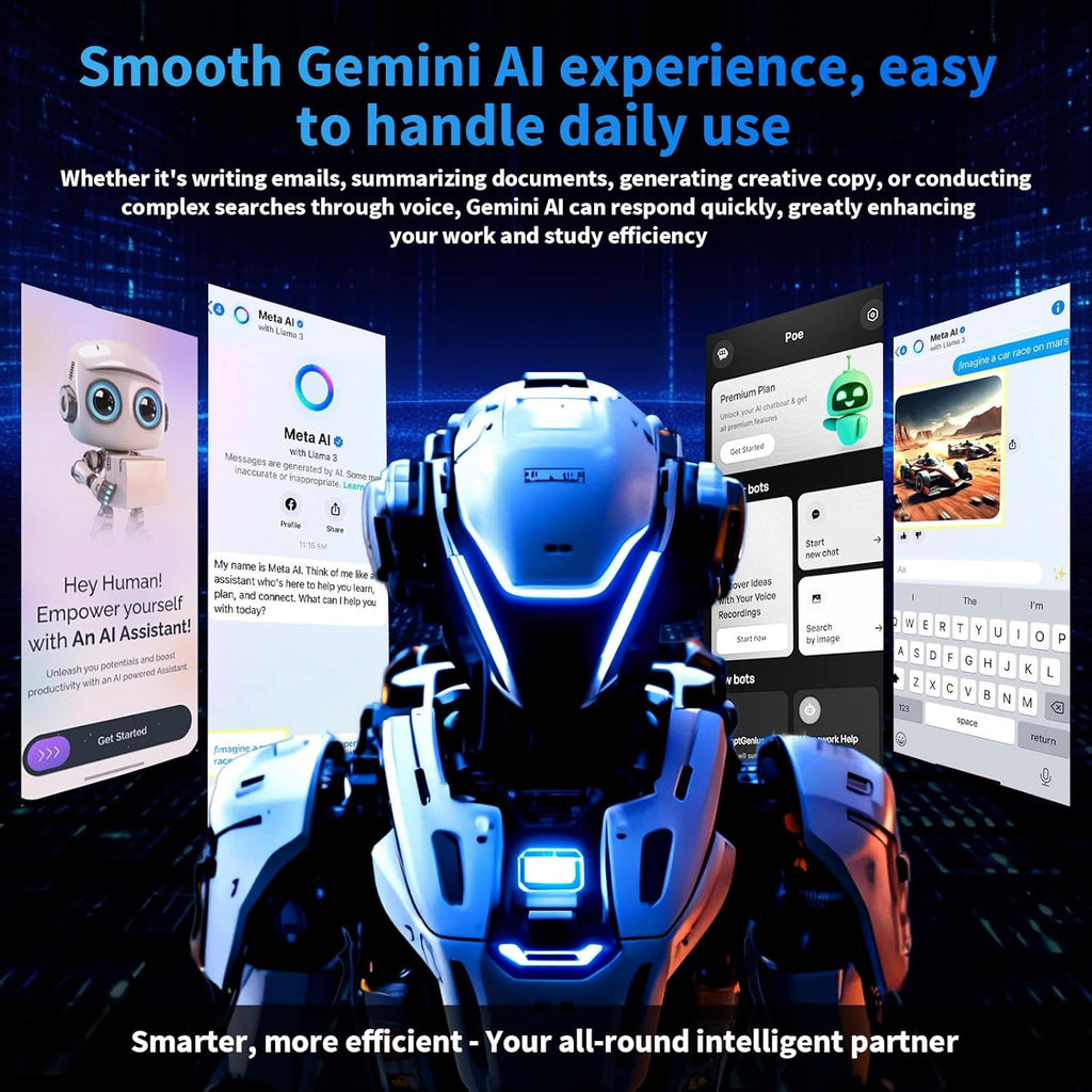 2026 10 Inch Tablet with Keyboard, Android 15 Tablet with Gemini AI, 24GB+256GB+2TB Expand, 2-in-1 Tablets with 8-Core, WiFi, 8000mAh, GMS, GPS, Electronic Tablets PC with Mouse, Case, Stylus (Black)