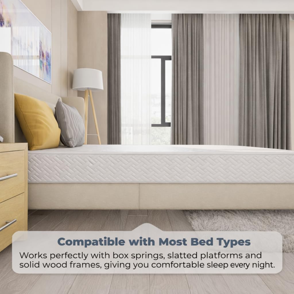 HomeLife Twin Mattress 6 Inches 38X75 White – Medium Firm Hybrid for Bed – Twin Size Mattress Pocket Coil Tight Euro Top High Density & Polyester Cover – Rolled in a Box