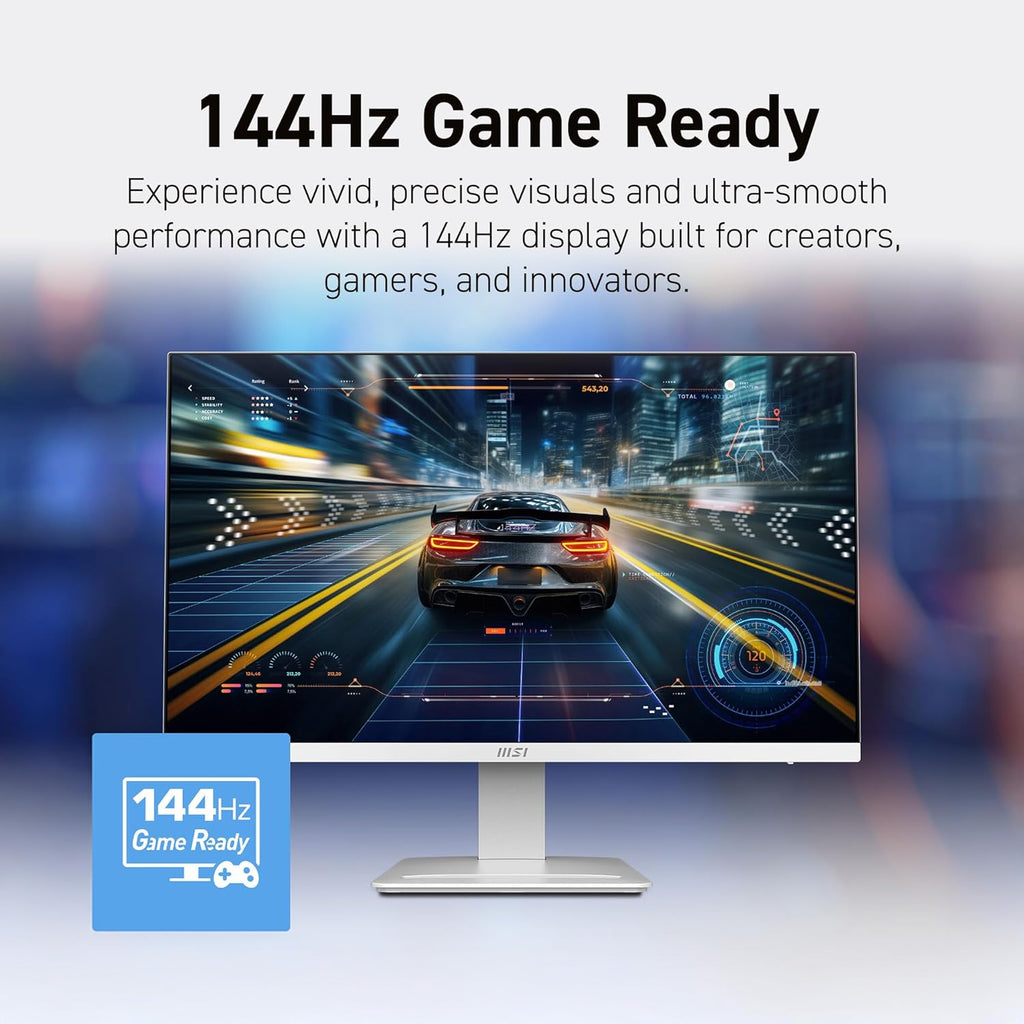 msi PRO MP273QW E14 27-inch IPS 2560 x 1440 (QHD) Computer Monitor, 144Hz,Adaptive-Synch, HDMI, DP Port, VESA Mountable, Tilt, Speaker, 1ms, White