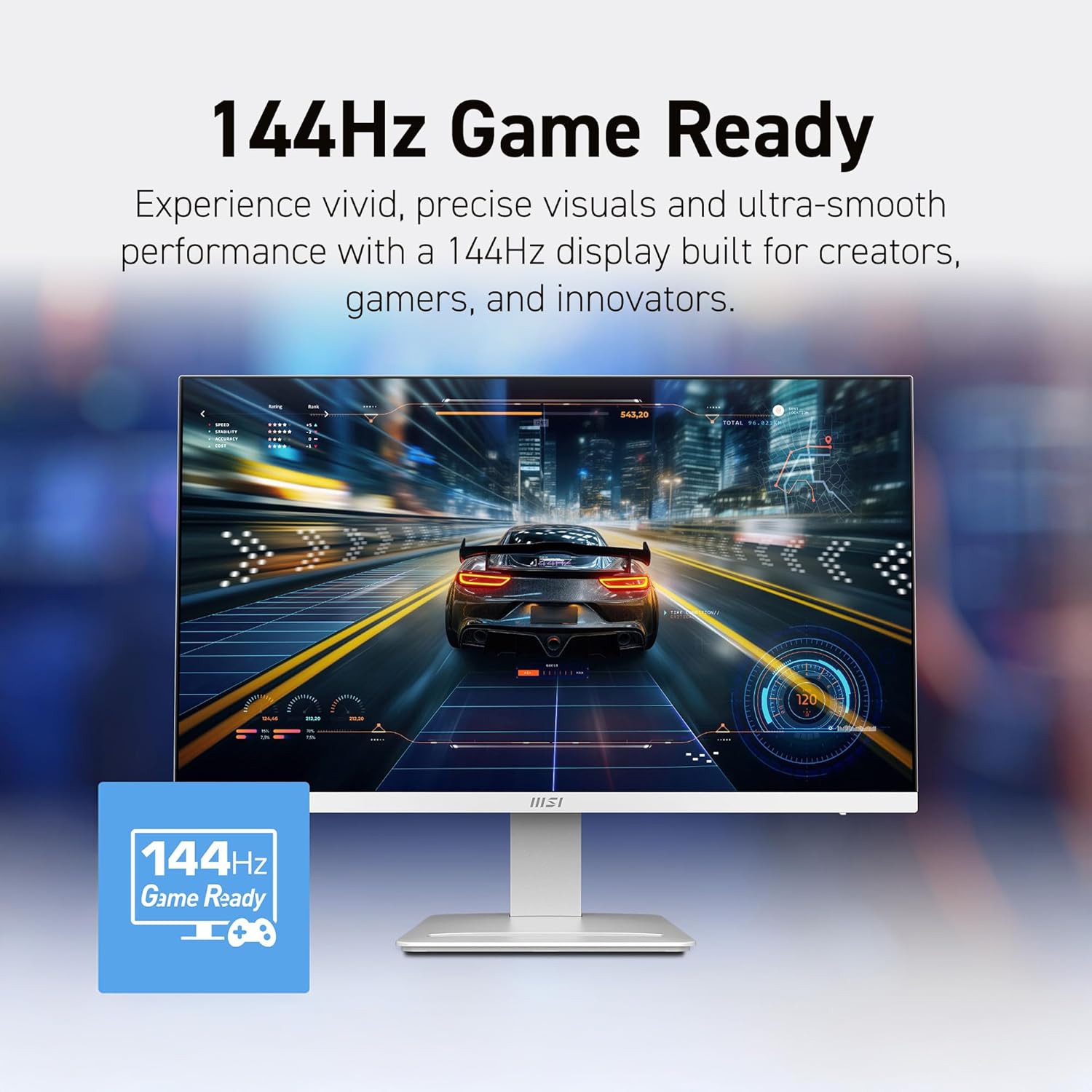 msi PRO MP273QW E14 27-inch IPS 2560 x 1440 (QHD) Computer Monitor, 144Hz,Adaptive-Synch, HDMI, DP Port, VESA Mountable, Tilt, Speaker, 1ms, White