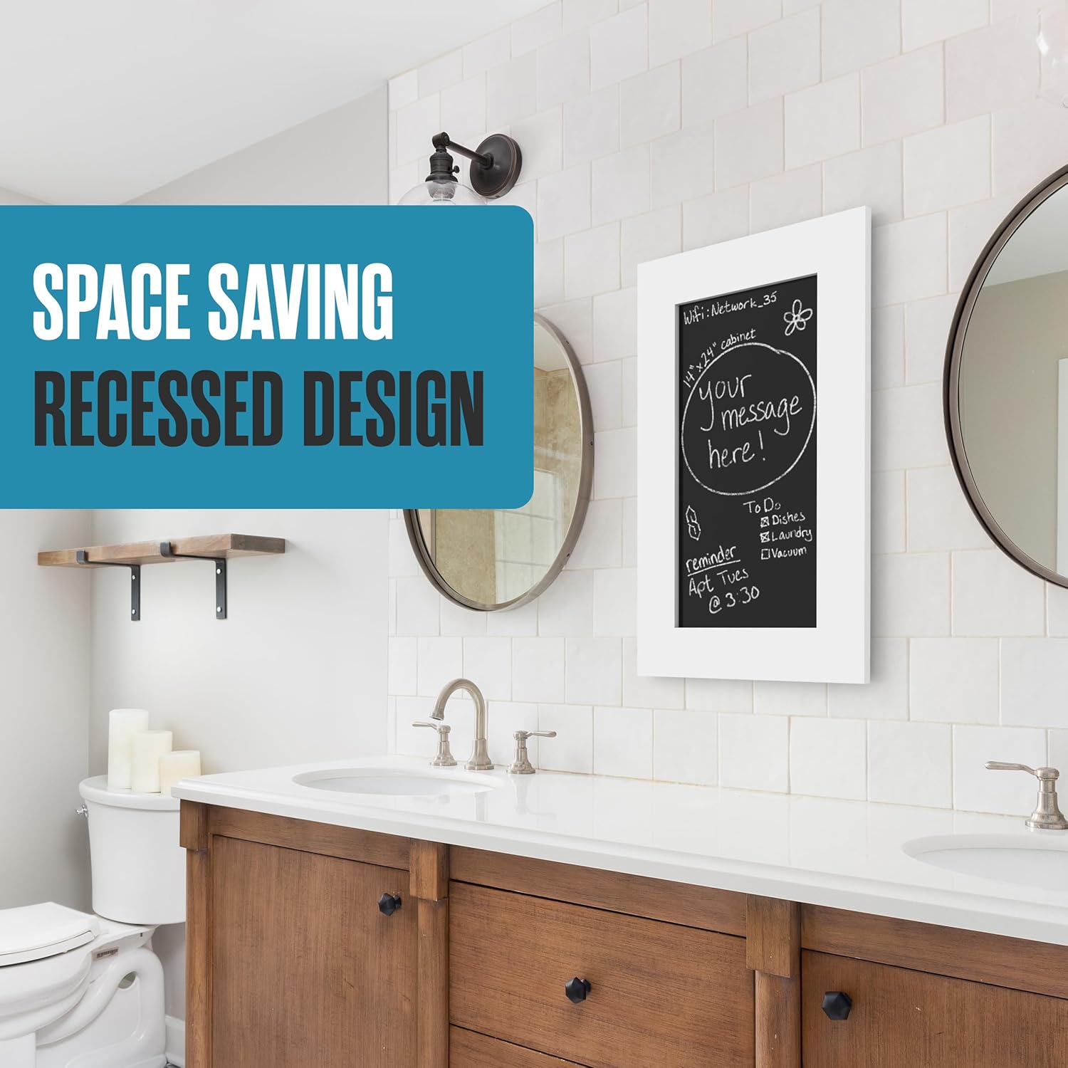Houseables Medicine Cabinet No Mirror, Recessed, Hidden in Wall Niche, Without Mirror, Chalkboard, Concealed, Built in, Between Stud Shelf Insert, for Bathroom Storage, 14x24 Inch (17x27)
