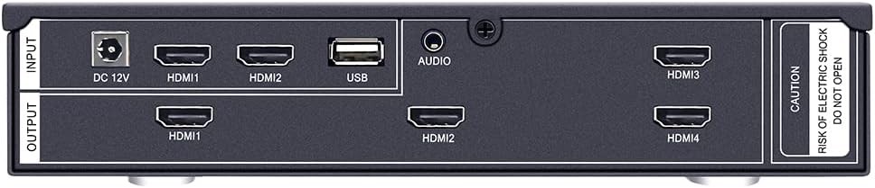 ISEEVY 4K60 HDMI USB UHD Video Wall Controller 2x2 1x2 2x1 1x3 3x1 1x4 4x1 TV Wall Controller for max 4 TVs Splicing Display with HDMI 2.0 and USB Inputs Support Play max 4096x2160@60 Video Picture