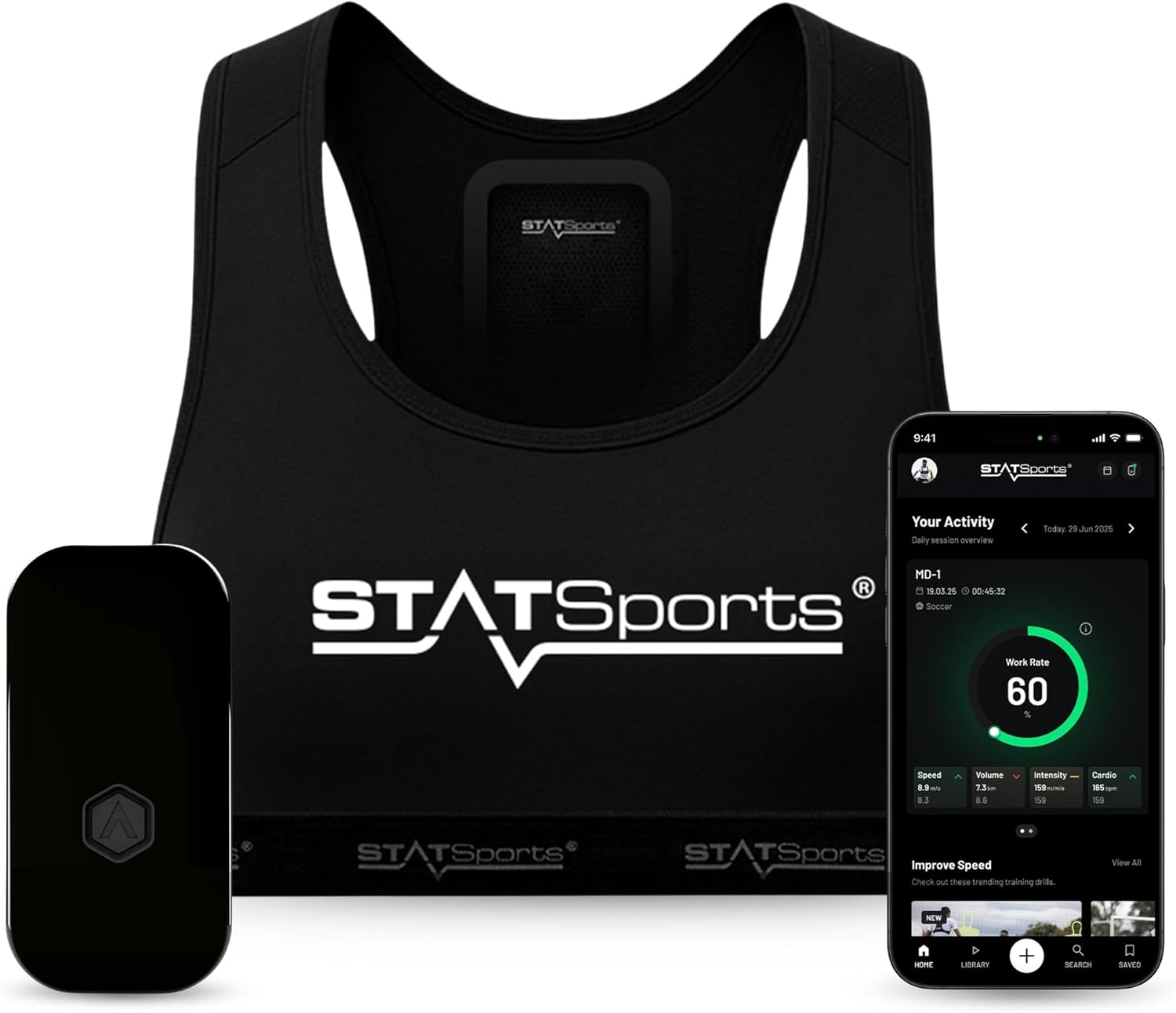 STATSports Academy GPS Soccer Tracker Vest - Unlock Elite Performance with Pro-Level Coaching, Drills & Nutrition - Tracks 24 Metrics - Football GPS Vest Used by Pro Players & Teams