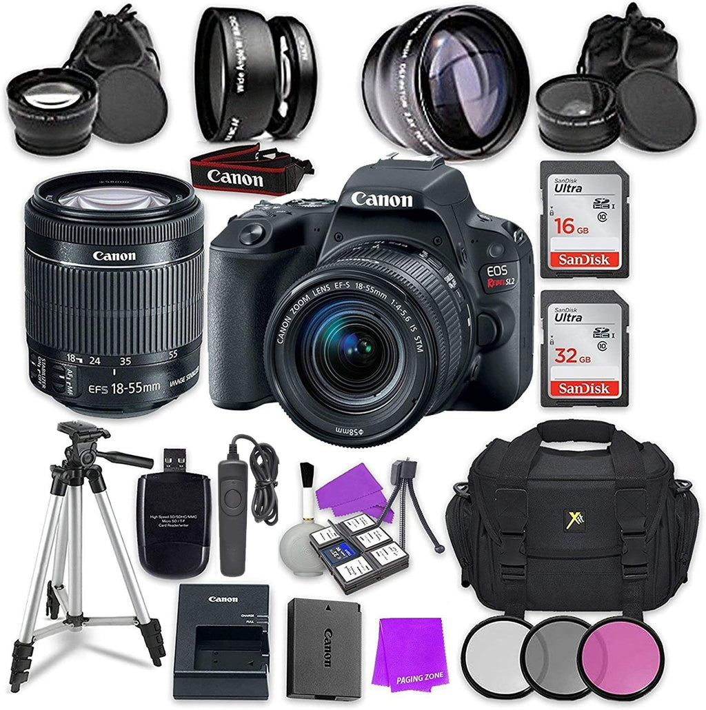 Canon EOS Rebel SL2 Digital SLR Camera with Canon EF-S 18-55mm is STM Lens + Accessory Bundle (Renewed)