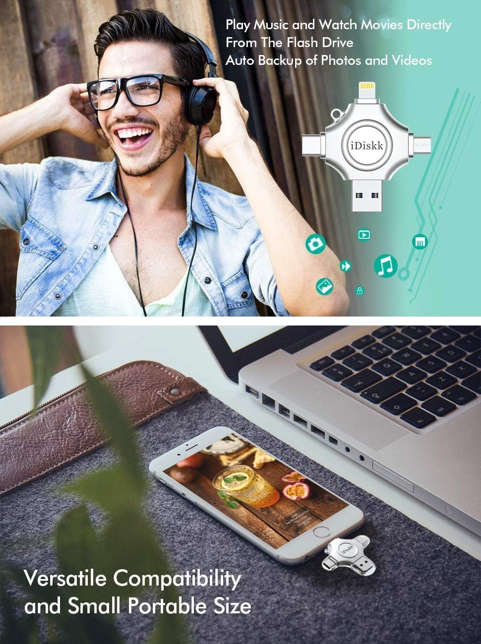 【1T B App*le Certified】 iDiskk 1T Photo Stick for iPhone,MFi Certified USB Flash Drive for iPhone 17 Series USB-C iPad Android Phones MacBook and PC, Memory Storage to auto- Backup Photos/Videos