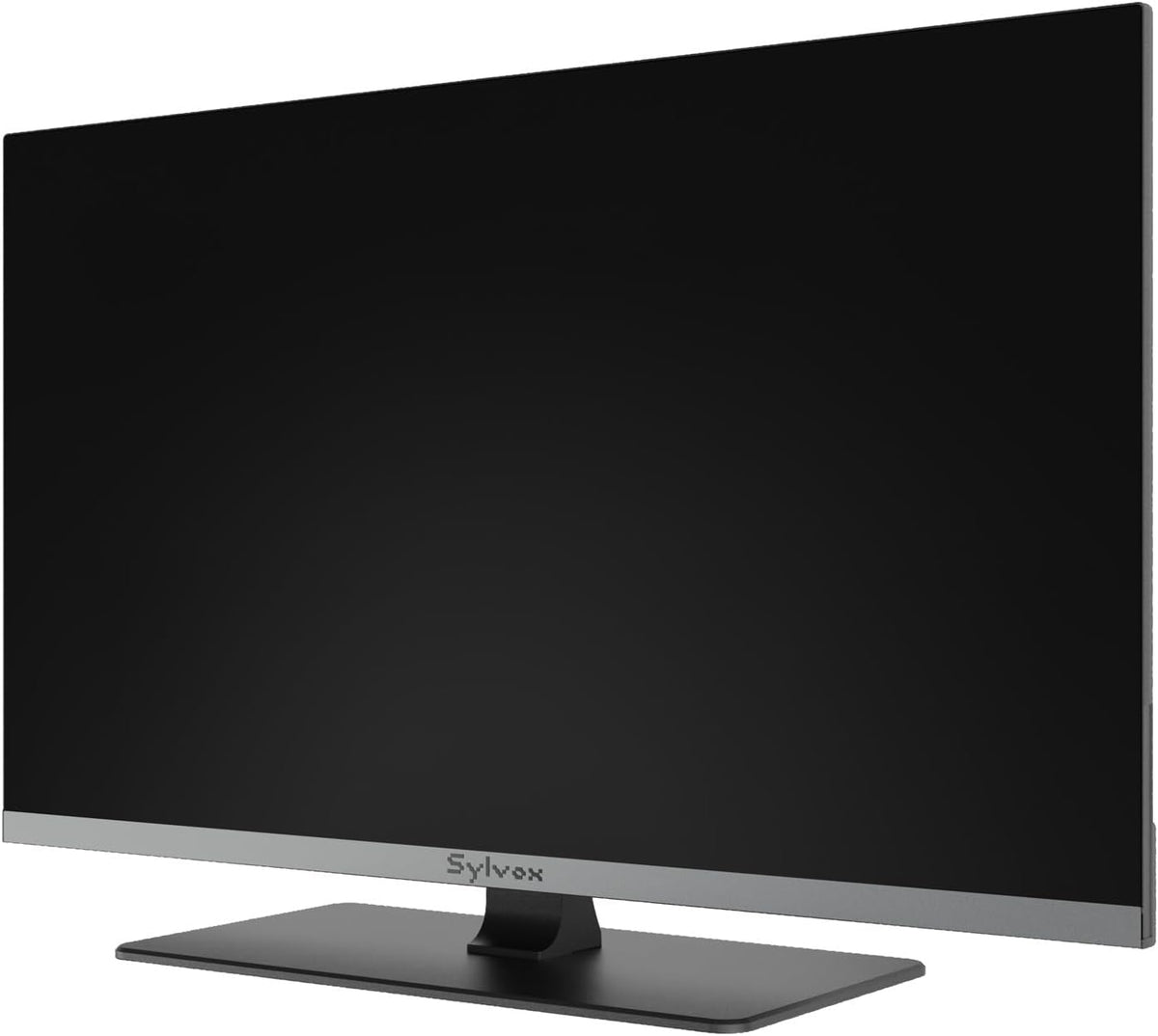 SYLVOX 32" 12V/24V Smart RV TV with Google TV & Built-in DVD Player, Frameless 1080P Full HD QLED Display, Shock-Resistant, Wide Voltage Support (9–32V), Voice Control Remote (Limo QLED Series)