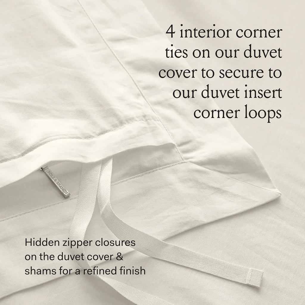 BOLL & BRANCH Signature Hemmed Duvet Set - Full/Queen, Sageleaf - Luxury 100% Organic Cotton - 1 Duvet Cover, 2 Shams - Buttery Soft, Hidden Closures