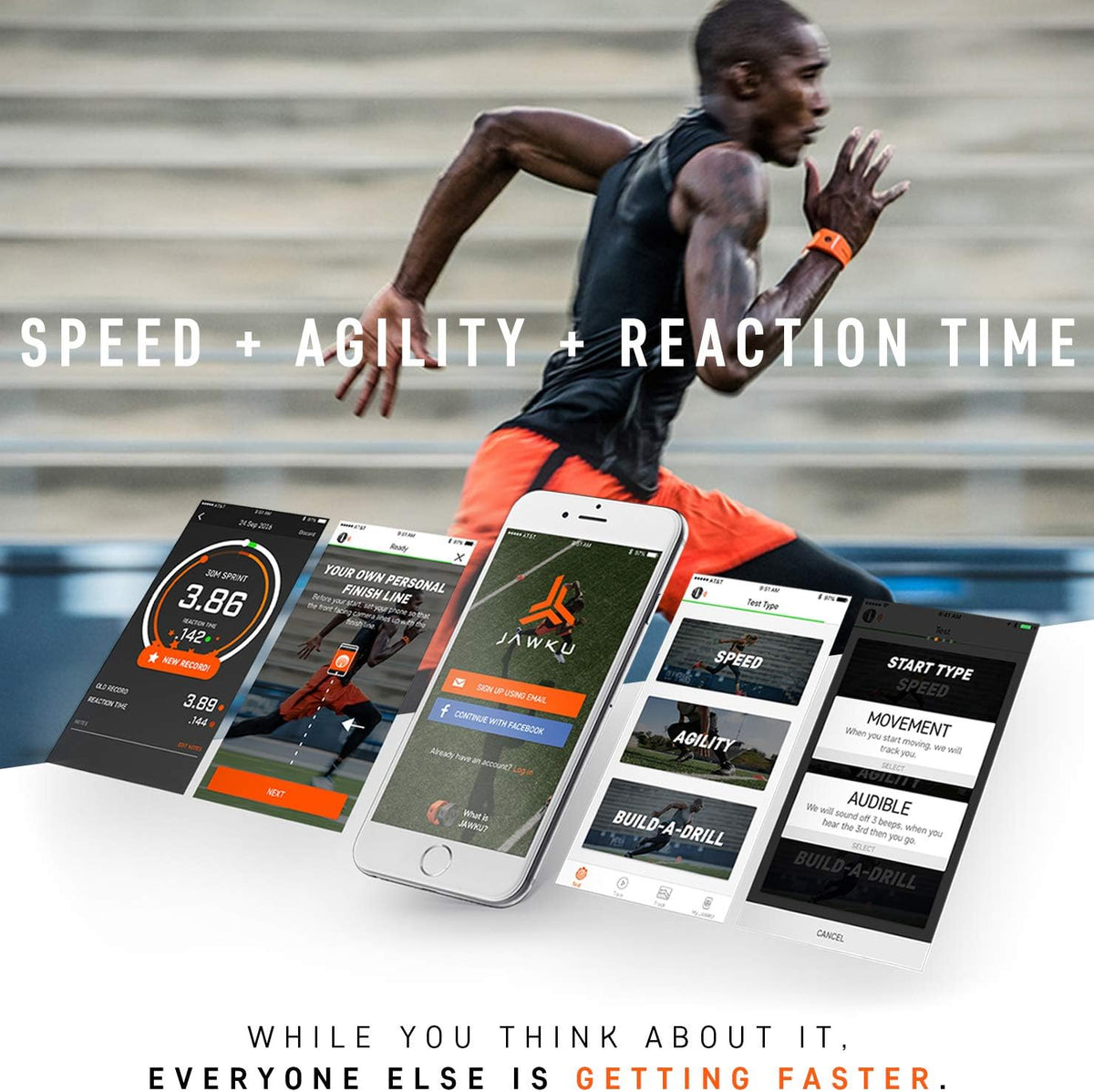 JAWKU Speed - The First Wearable to Measure Sprint Speed, Agility, Reaction Time/Test, Train and Track Performance