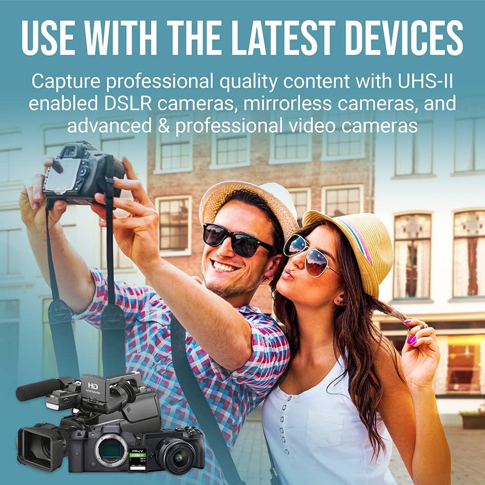PNY 256GB EliteX-PRO60 UHS-II SDXC Memory Card - R280MB/s W180MB/s, U3, V60, 4K UHD, Full HD, UHS-II for Professional Photographers & Content Creators, DSLR Mirrorless Cameras, Advanced Video Cameras